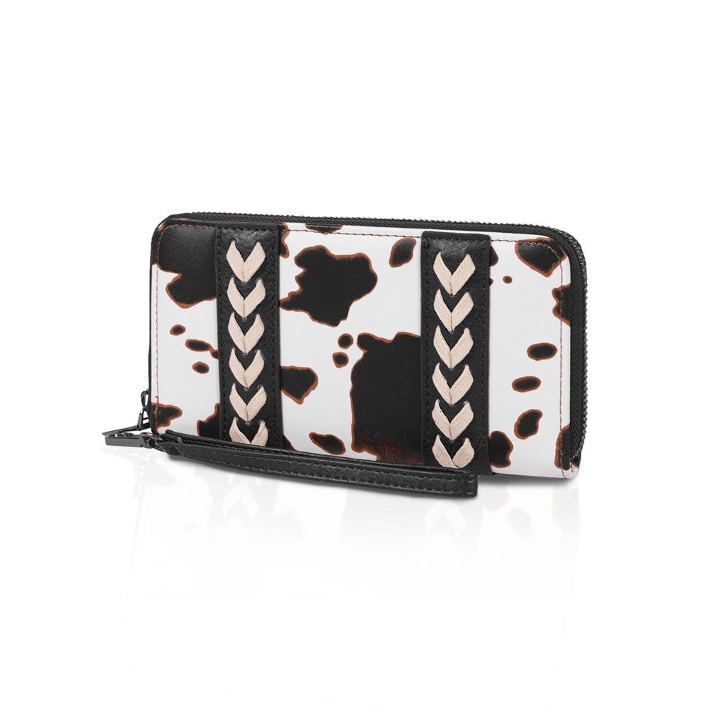 

Кошелек с коровьим принтом в западном стиле, Сумка на запястье, Легкий и портативный картхолдер, Клатч, Шилин 19*2.2*9.7cm чёрный