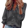 Tooxika New Large Size Women's Long Sleeve Tops V-neck Solid Color Ruffled Shirt