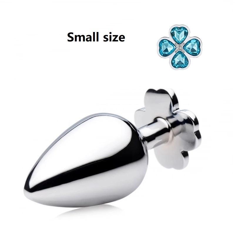 Nowy mały rozmiar czterolistna koniczyna metalowa analna zatyczka analna 12 kolorowych koralików jubilerskich kulki kegla silikonowe jaja seks zabawka dla mężczyzn i kobiet