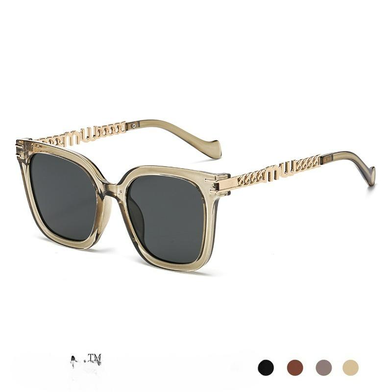 European and American Square Large Frame Chain Sunglasses Street Shooting Trend Men's and Women's Sunshade and UV Protection Sunglasses Women