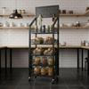 Snack Storage Rack Floor Standing Metal Display with Hooks Mobile