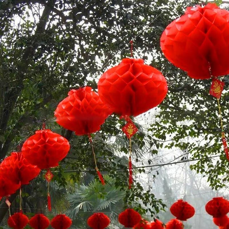 Weatherproof Folding Red Honeycomb Lantern