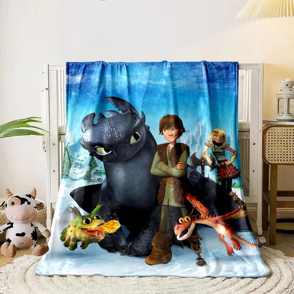 

A snowy backdrop with characters, dragons, and a playful winter theme. for all seasons blanket lunch break throw gift 80cm x 120cm