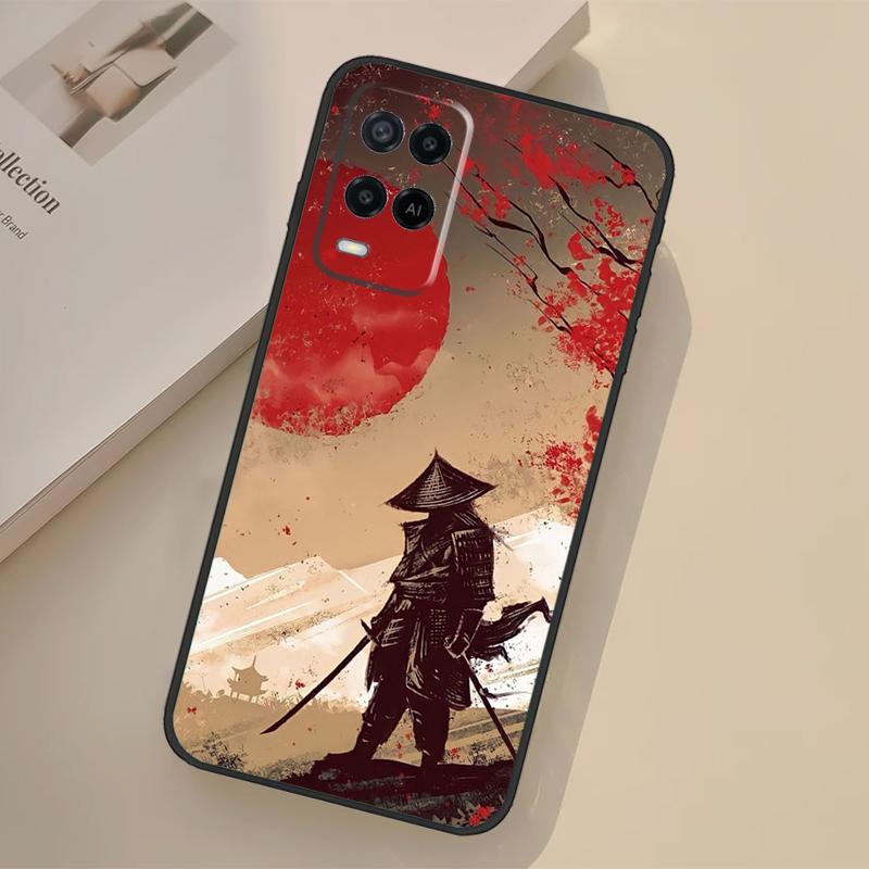 Japan Ninja Samurai Red Sun Case For Oppo A76 A96 A16 A17 A18 A60 A80 A40 A38 A58 A78 A98 A94 A74 A54 A15 A57 A77 A5 Pro
