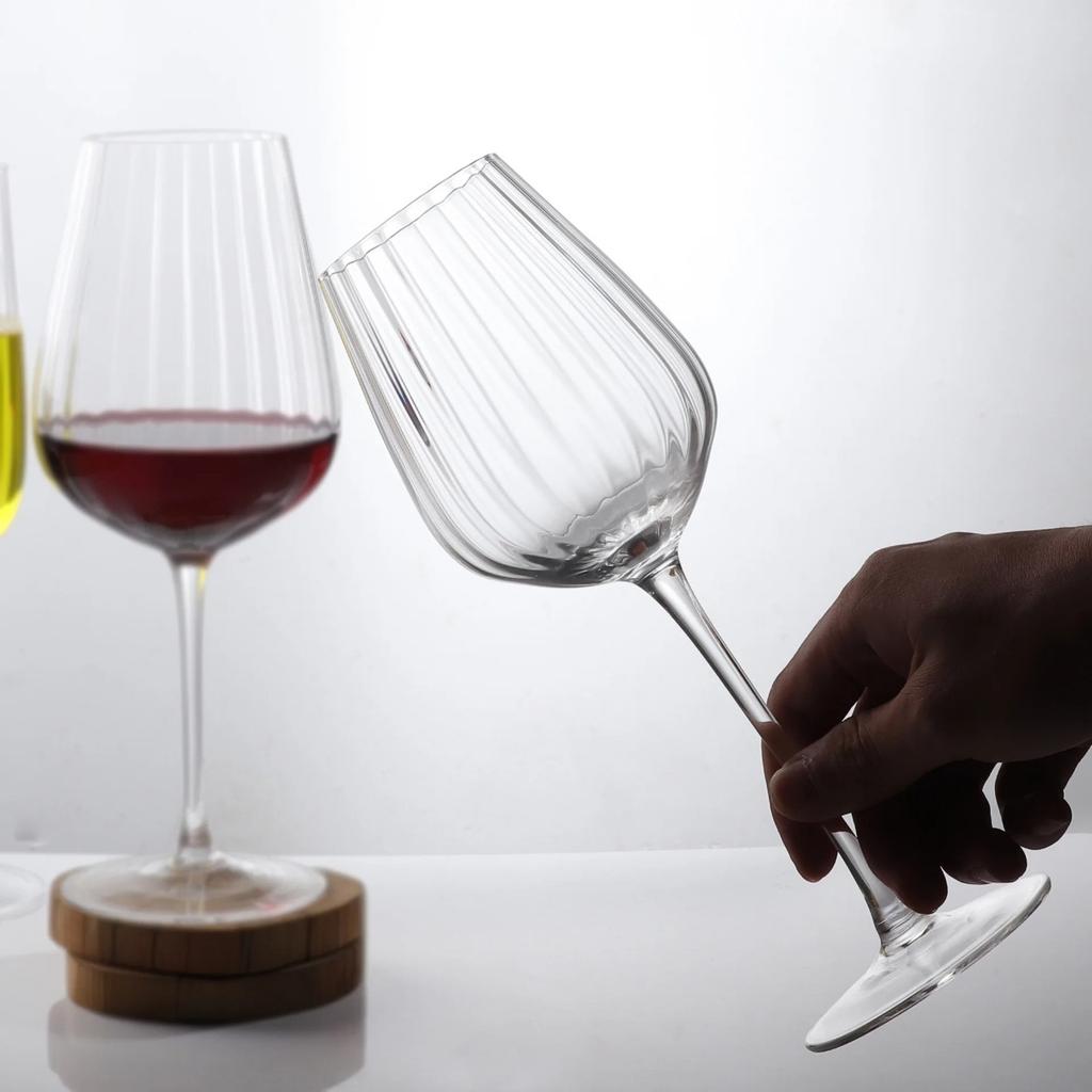 Nordic vertical striped red wine glass, champagne glass, creative striped crystal glass, tall glass for home use