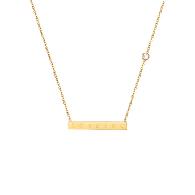 

Хрусталь и длинная прямоугольная резьба любят тебя подвесное ожерелье из нержавеющей стали подарок ко Дню святого Валентина золотые украшения