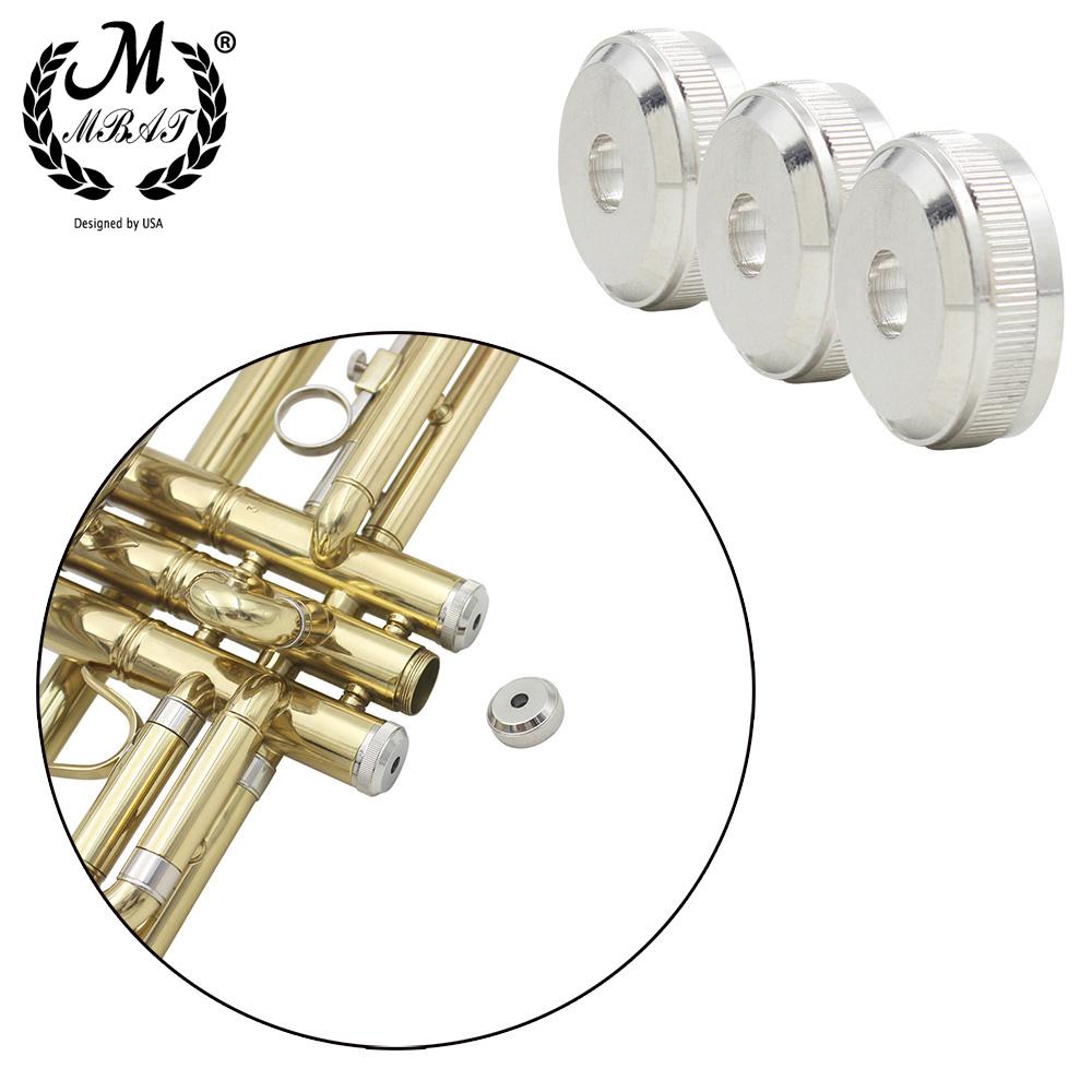 M MBAT 3Pcs Trumpet Button Bottom Screw Piston Lower Cover And Upper Screw Piston Upper Cover Silver Trumpet Replacement Parts