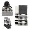 Xihong HL8835 Winter Japanese Plaid Knitted Gloves Set
