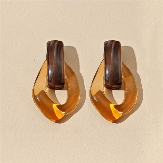 Colorful Clear Resin Acrylic Drop Earrings For Women Geometric Hollow Statement Drop Earrings Girls Fashion Jewelry Gift