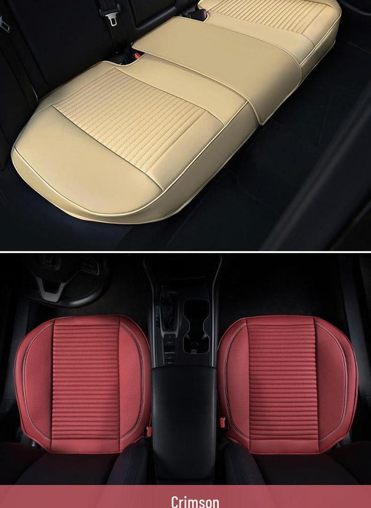 Universal Full Leather Car Seat Cushion Set - Four Seasons Breathable, Three-Piece, Cool and Durable