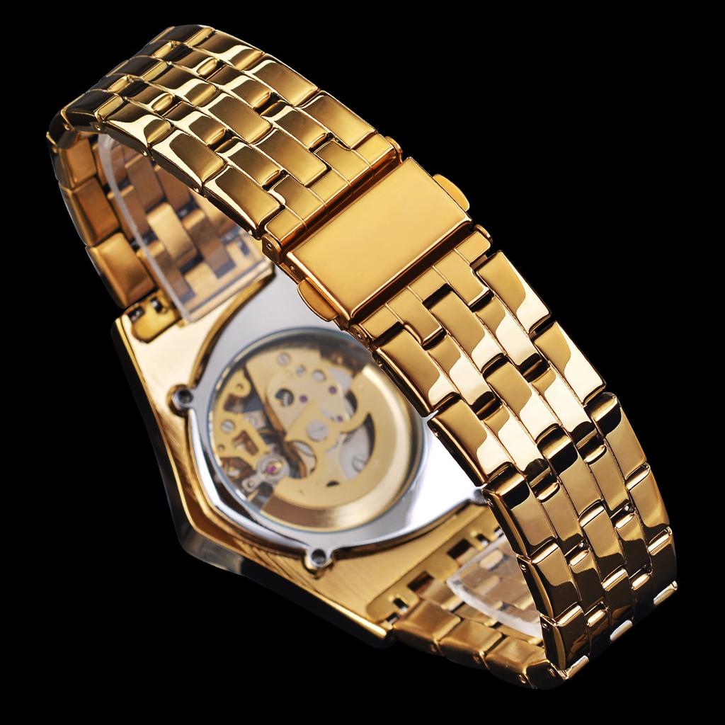Automatic Mechanical Watch Triangle Case Skeleton Design Stainless Steel Belt Mens Fashion Luminous Wristwatches