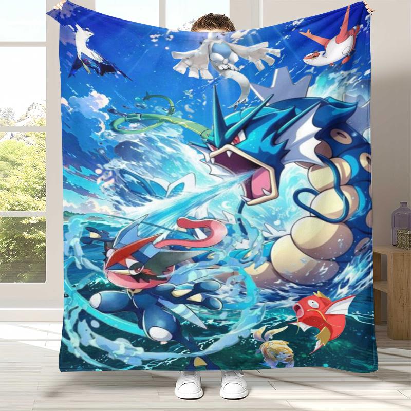 Kawaii Pokemon Pikachu Cartoon Flannel Blanket,Ultra Soft Warm Plush Throw for Home Bedroom Bed Sofa Cover Office Camping gift
