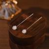 1 Pair Women Stud Earrings 3D Rose Shape Linear Tassel Long Dangle Earrings Prom Party Bride Wedding Ear Jewelry