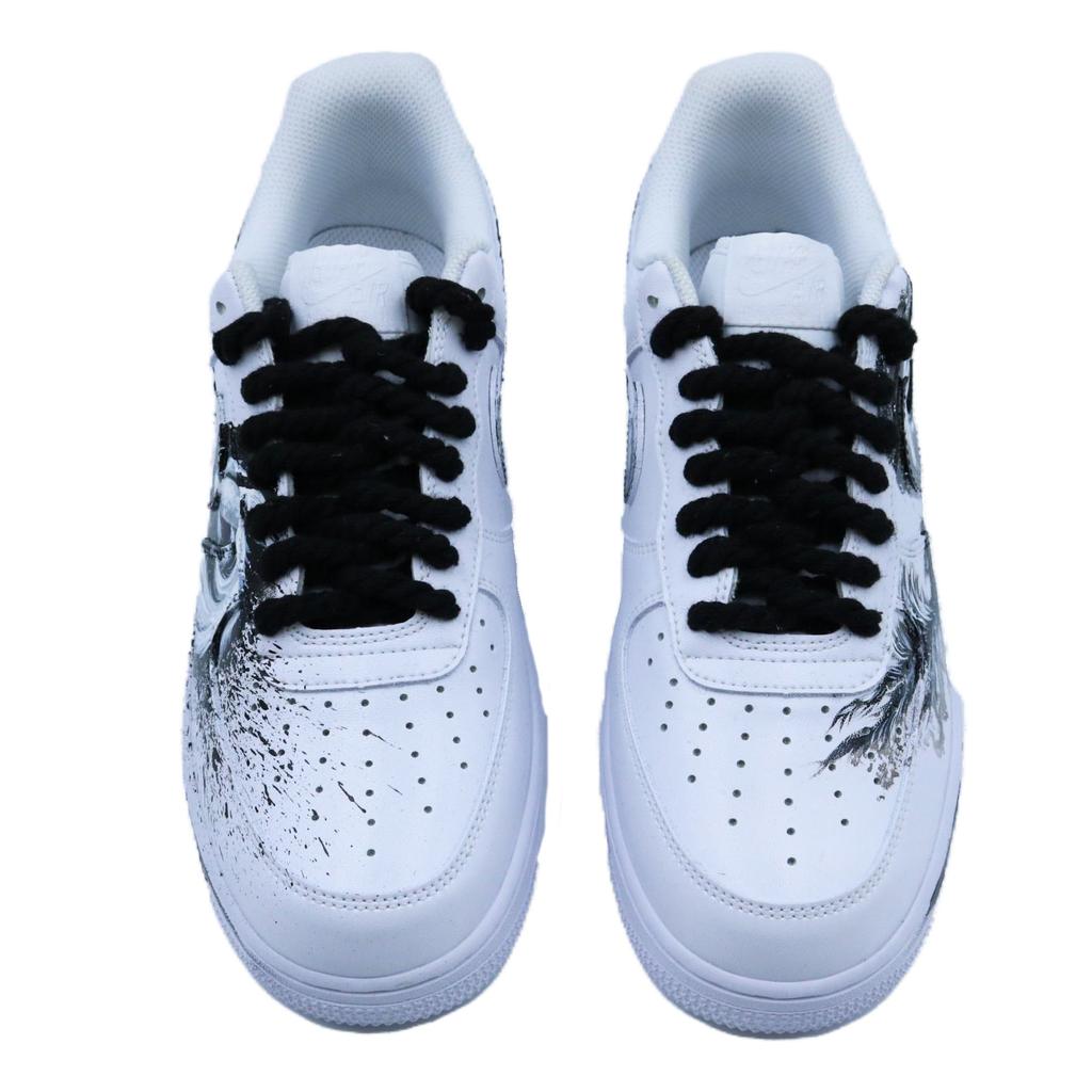 Nike Air Force 1 Ink Wash Carp Slip Resistant Abrasion Resistant Low Top Skateboard Shoes Unisex Black White CW2288-111(Team779- )