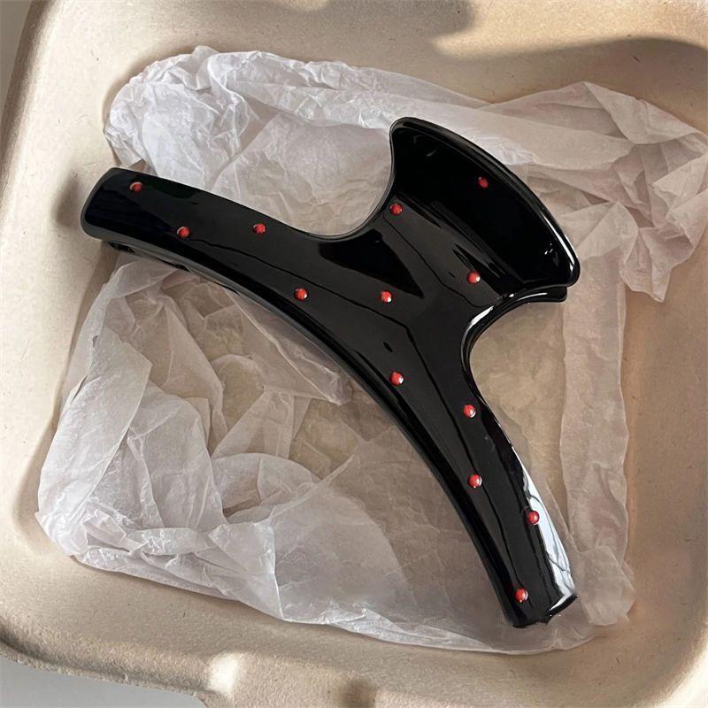 Vintage Blue Polka Dot Red Bow Hair Clip Shark Claw Clamp Hairpin Barrette Korean Hair Headwear Accessory For Women Christmas