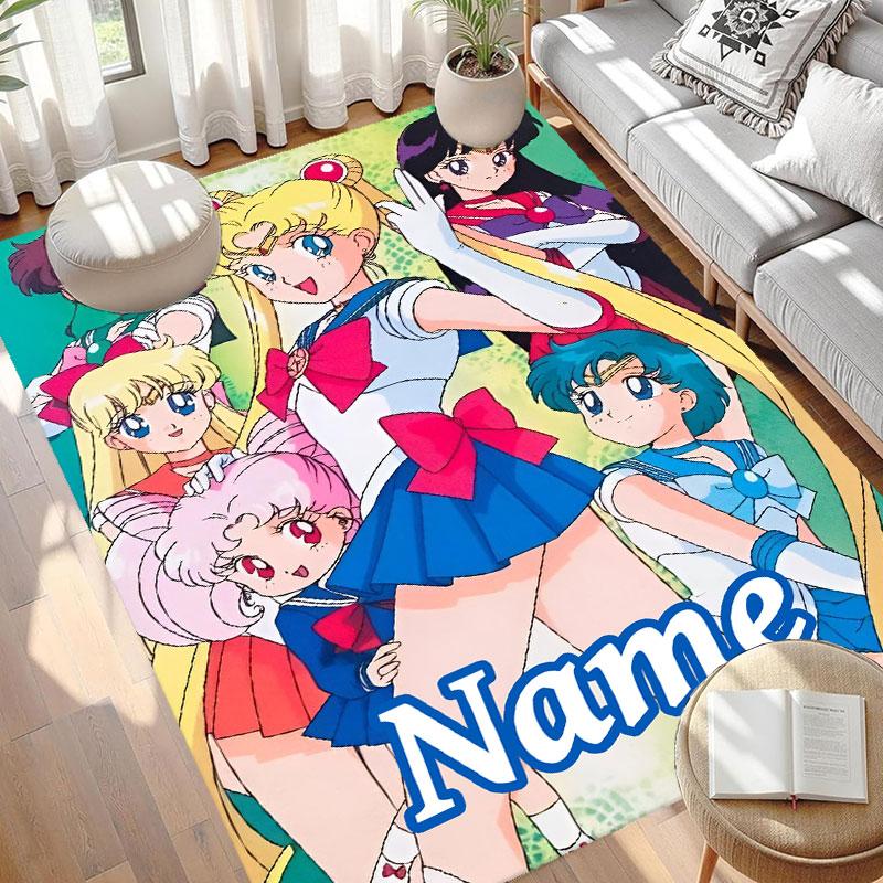 Custom Name Personalized Sailor Moon Print Carpet, Versatile Home Decor Rug, for Playroom, Apartment, Balcony, Entryway, Hallway Gift