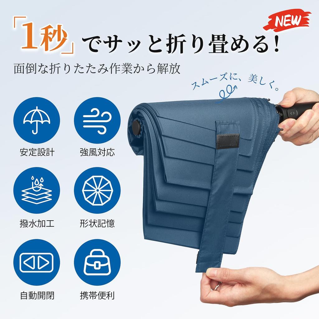 LittleSo appearance of memory umbrella that folds in 1 Folding rain shape automatic opening and for both sunny and rainy 8 large 104cm large folding