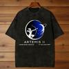 Crazy Artemis II Manned Mission Moon Goddess Celestial T-Shirt for Men O Neck Pure Cotton Washed T Shirt Printed Tops