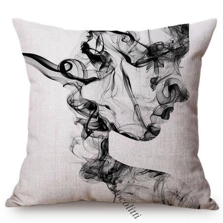 Sketch Hand-Painted Woman Portrait Cotton Linen Throw Pillow Case Fashion Girl Room Sofa Decoration Cushion Cover Cojines