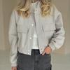 Womens Minimalist Solid Color Casual Coat Streetwear Style Long Sleeve Cotton Jacket