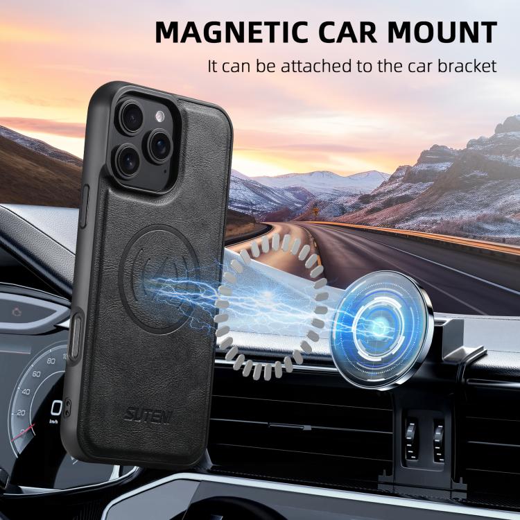 Suteni G5 Cowhide Leather MagSafe Magnetic Phone Case
