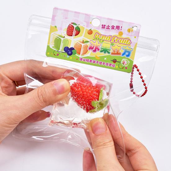 Crystal Ice Jelly Squeeze Toy TPR Soft Fruit Stress Reliever Mud Texture Fidget Sensory Toy for Party Game Relaxation Tool