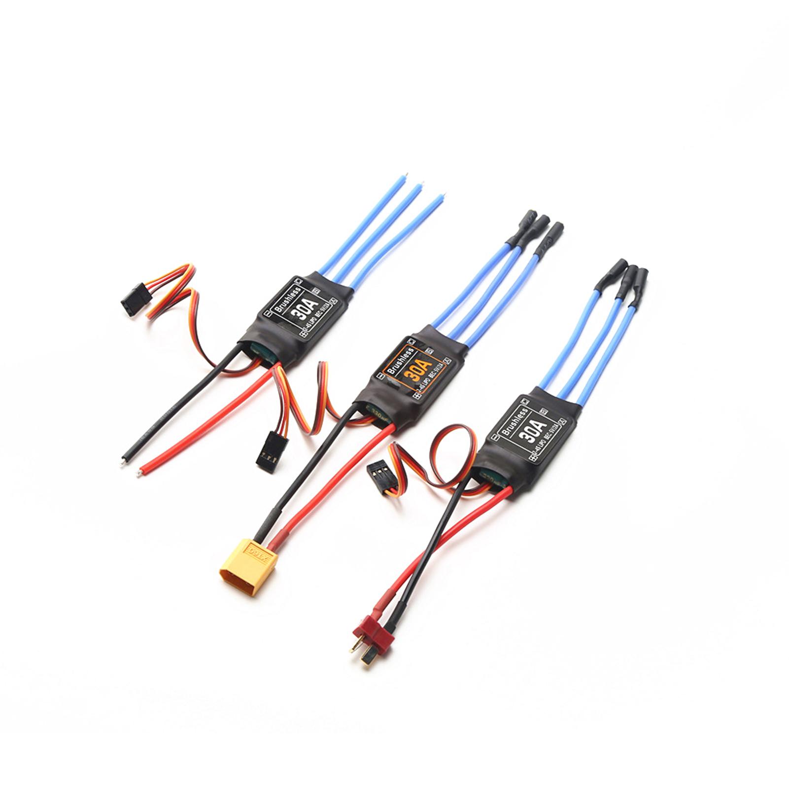 

30A Brushless ESC 2 4S Electronic Speed Controller with 5V 2A BEC 3.5MM Banana Head for Airplane Aircraft Helicopter синій