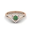 1.05 Cts Round Emerald Heart Shape 925 Sterling Silver Rose Vermeil Split Shank Women Wedding Ring