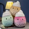 Cute Ice-cream Boba Tea Plush Stuffed Food Milk Tea Soft Doll Bubble Fruit Tea Cup Pillow Cushion Kids Toys Birthday Gift