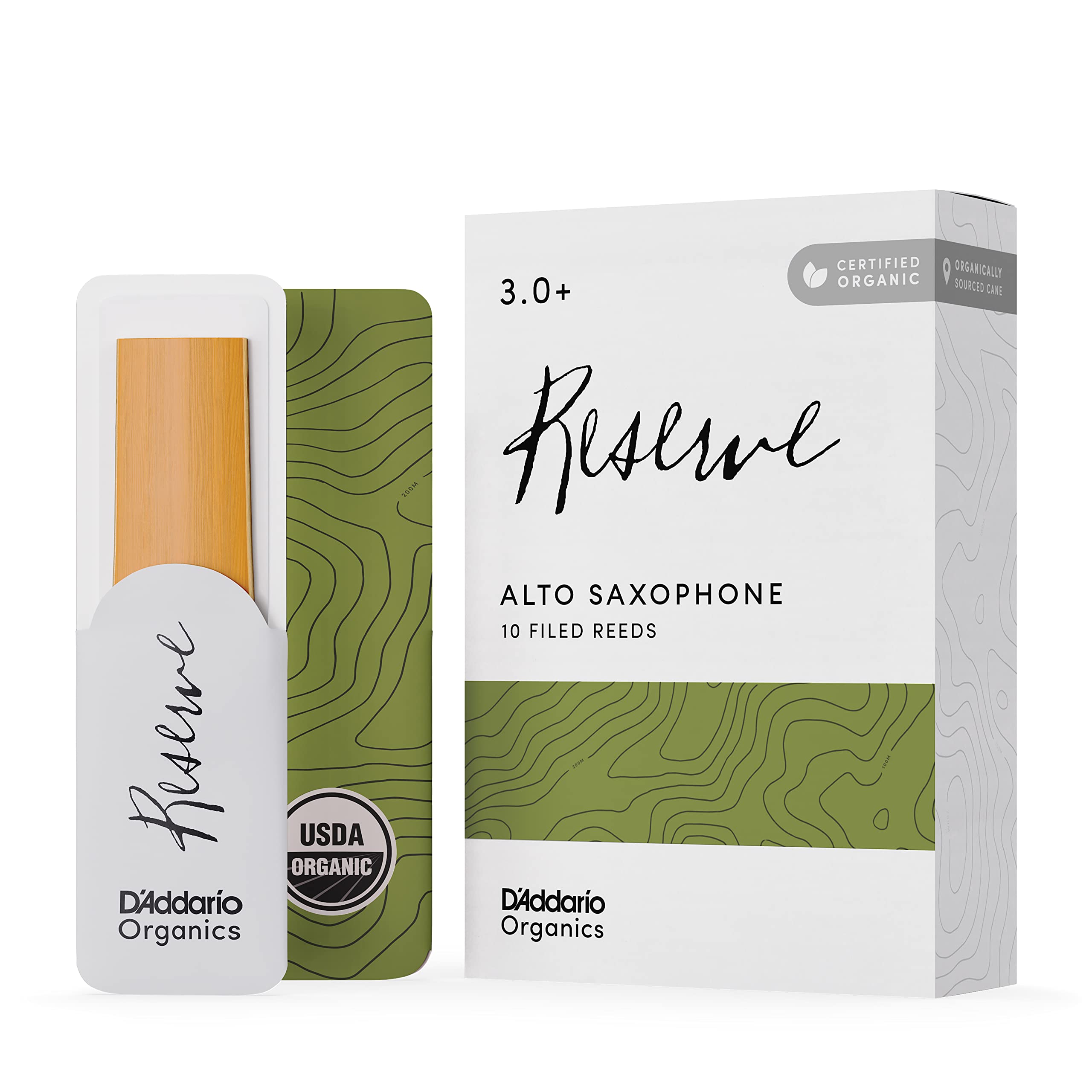 

D Addario WoodWinds D Addario Reed for Alto Saxophone USDA Organic Certified RESERVE ODJR10305 [Hardness: 3.0+] Pack of 10