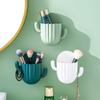 Soporte para cepillos de dientes, estante de almacenamiento de Cactus sin costuras autoadhesivo para pared del hogar, organizador de afeitadora, estante de drenaje, accesorios de baño