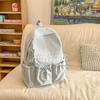 Simple Solid Color Female Backpack Double Pocket Drawstring Light Student Cute Travel Bow Joker College Student Bag