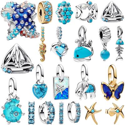 Nuevos Encantos Originales de Cobre Océano Estrella de Mar Ballena Caballito de Mar Concha Cuentas Para Collares Pulseras Diy Joyería de Regalo