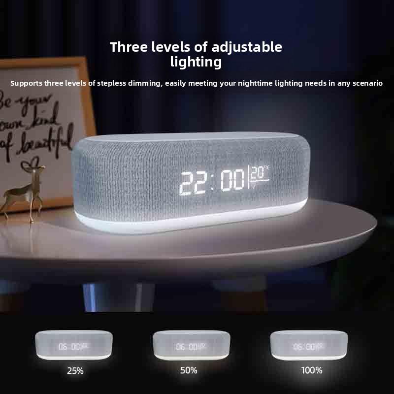Desktop Clock Alarm Clock Wireless Charging Night Light Desk Lamp Thermometer Mobile Phone Three-in-one Wireless Charger