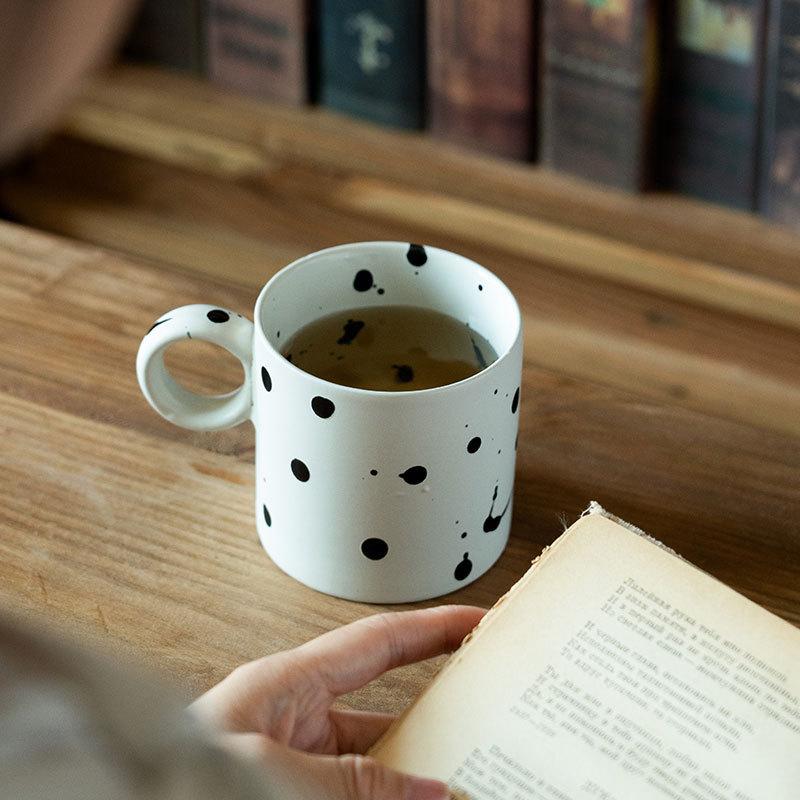 Creative Splashing Ink Ceramic Mug Household Water Cup Restaurant Large Capacity Coffee Cup Office Cup Tea Cup