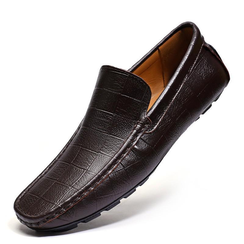Men's Plus Size Genuine Leather Slip-On Driving Loafers, Soft Sole Moccasins, Sizes 45-47