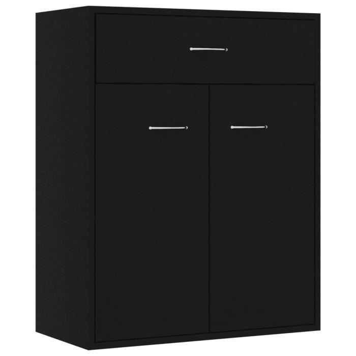 Buffet noir - vidaXL - 60x30x75 cm - 2 portes et 1 tiroir