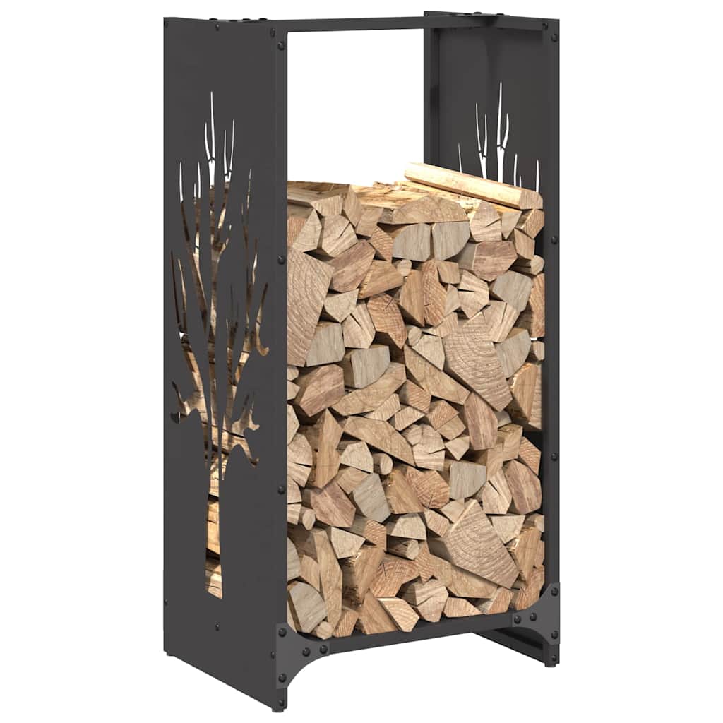 Firewood Rack Black 40 x 30 x 80 cm Cold Rolled Steel