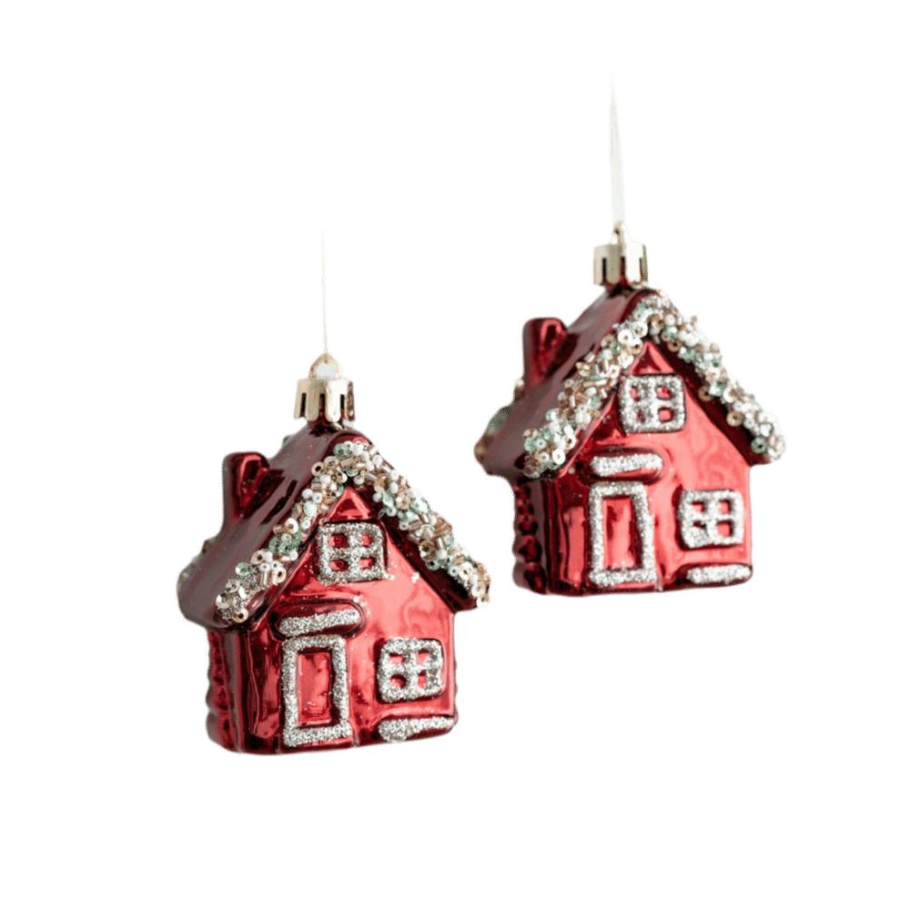 Irregular Design Christmas Hanging Ornaments Red Painted Holiday Decorations Holiday Scene
