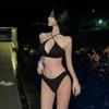 Sexy INS Hot Girl Style Swimsuit for Women, New Bikini, Small Bust, Pure Desire Black Vacation Swimsuit