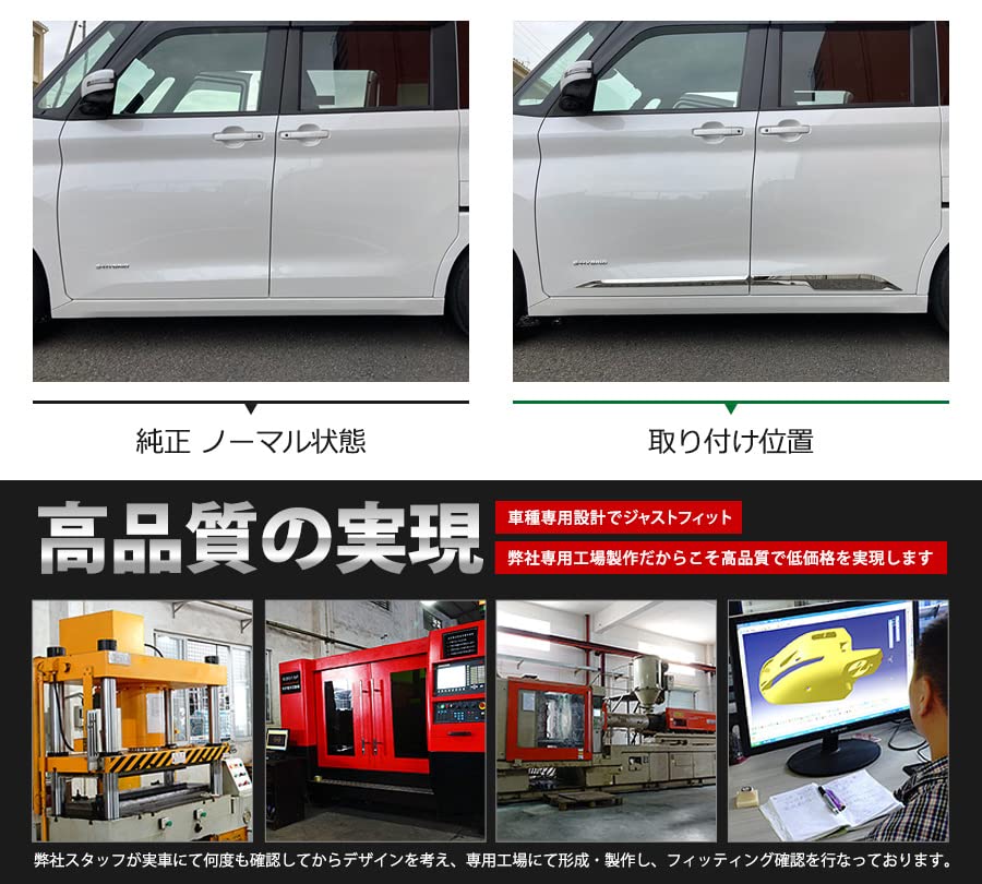 BM ROOX 40 Series Door Trim Side Door Under Molding Door Under Garnish Stainless Steel Mirror Finish Chrome Plated Custom Parts Dress Up Accessories