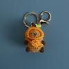 Cute Capybara Police Doll Crochet Keychains For Car Keys Pendant Handmaking Knitting Cartoon Kapibala Doll Keyrings Accessories