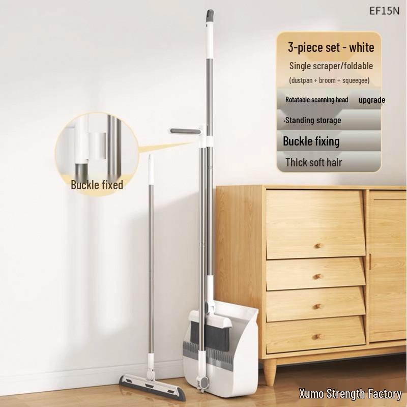Magnetic Folding Broom & Dustpan Set for Efficient Floor Cleaning