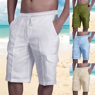 Pánské ležérní bavlněné plátěné šortky Multi Pocket Tether Fitness Cvičení plážové kalhoty