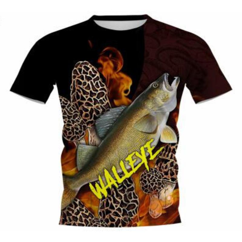 Men's 3D Printed Street Fashion T-Shirt Fishing Short Sleeve O-Neck Pullover Casual Top