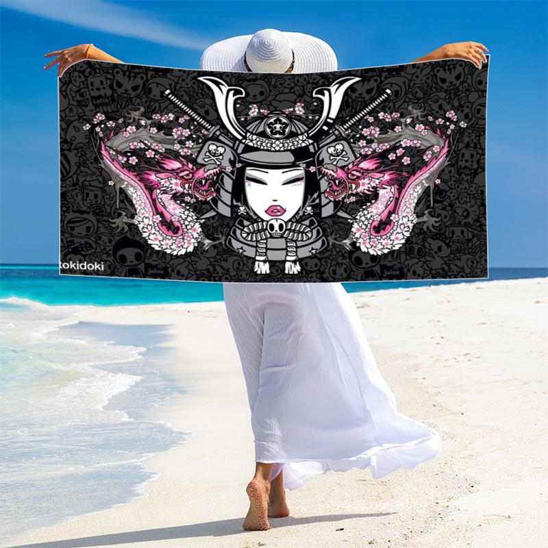 Tokidoki Anime Print Beach Towel, Large Soft Quick Dry Towel for Beach Camping Swimming