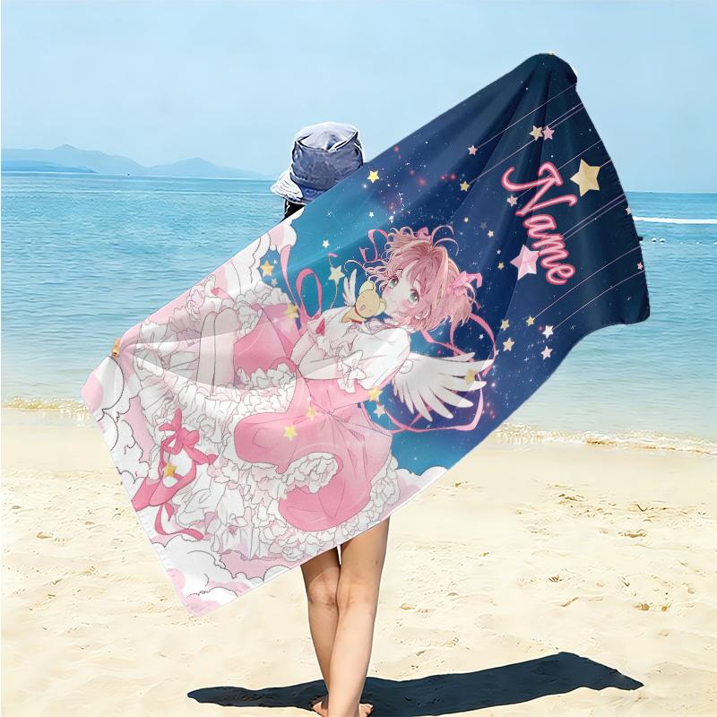 Personalized "Angel Pink Flight" Beach Towel Microfiber Beach Towel Thin Absorbent for Beach Swimming Yoga Bath Sports. 0910325