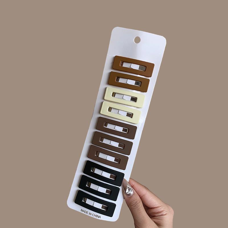 10pcs/set Matt Black Bobby Pins Women Make Up Hair Clip Barretttes Alloy Hairpin Big Water-drop Geometric Non-slip Styling Tools