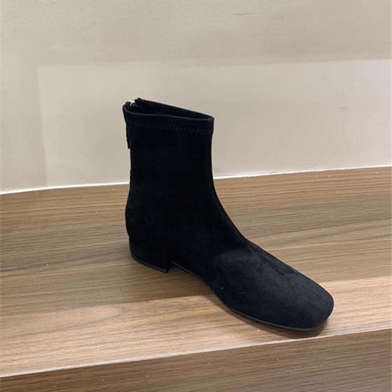 Short Boots Women's Spring and Autumn Single Boots 2025 New Versatile Simple Thick Heel Martin Boots Suede Korean Small Ankle Boots Thin Boots