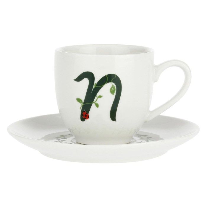 Mug - P00370015N - Porcellana - Tasse avec Soucoupe - 7,6 ml - Design Contemporain